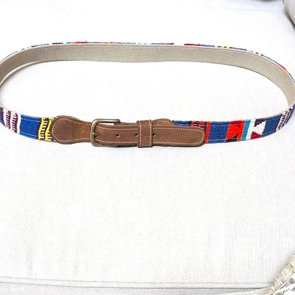 A Tail We Could Wag Cotton & Leather Artisan Men's Belt Italian Brass Buckle